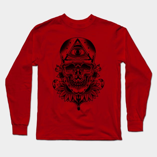 Skull Long Sleeve T-Shirt by Glockink